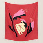 Retro 70s Mushroom Lady With Pink Flowers Wall Tapestry Gallery Image 4