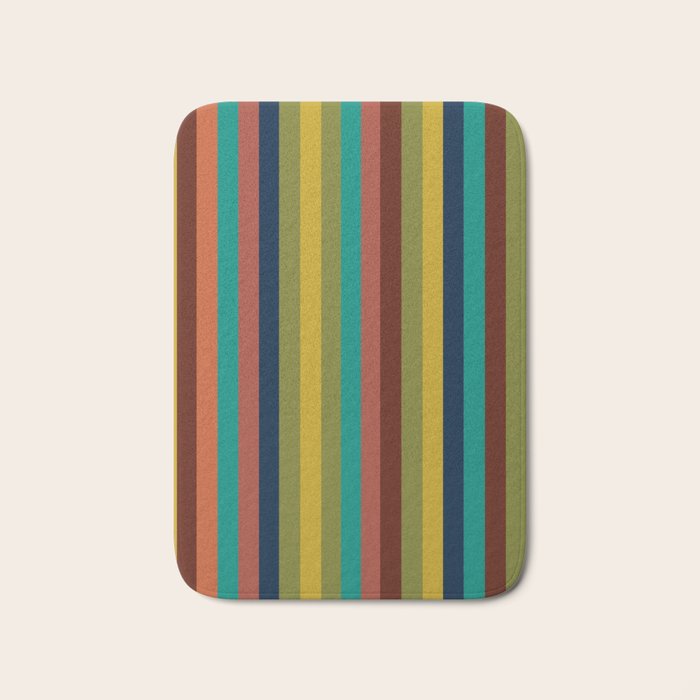 Joseph Stripes II Vertical Midcentury Modern Stripe Pattern in Mid Mod Colors Bath Mat Gallery Image 1