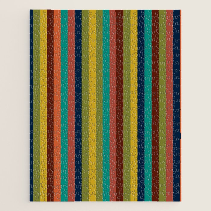 Joseph Stripes II Vertical Midcentury Modern Stripe Pattern in Mid Mod Colors Jigsaw Puzzle Gallery Image 1