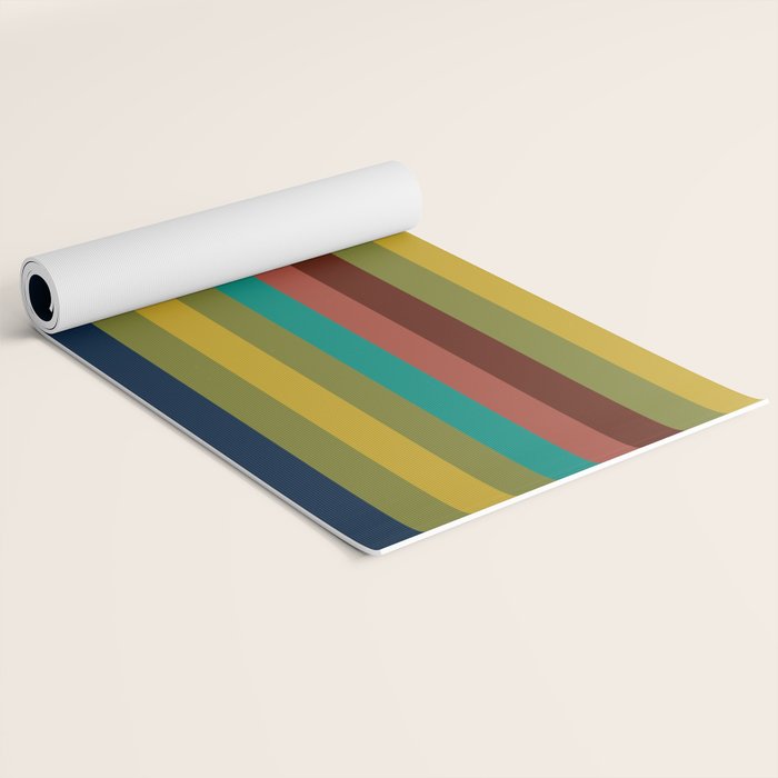 Joseph Stripes II Vertical Midcentury Modern Stripe Pattern in Mid Mod Colors Yoga Mat Gallery Image 2