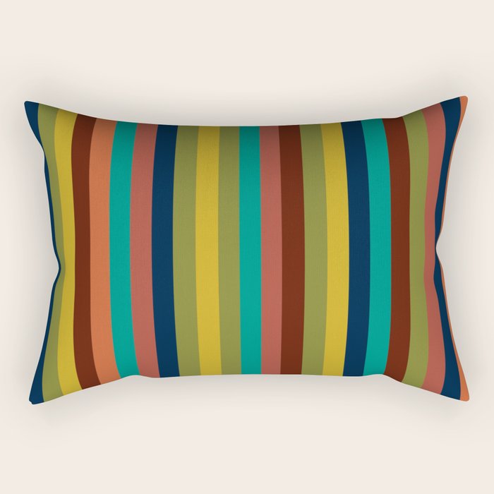 Joseph Stripes II Vertical Midcentury Modern Stripe Pattern in Mid Mod Colors Rectangular Pillow Gallery Image 1