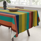 Joseph Stripes II Vertical Midcentury Modern Stripe Pattern in Mid Mod Colors Tablecloth Gallery Image 3