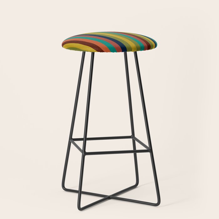 Joseph Stripes II Vertical Midcentury Modern Stripe Pattern in Mid Mod Colors Stool Gallery Image 1