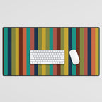 Joseph Stripes II Vertical Midcentury Modern Stripe Pattern in Mid Mod Colors Desk Mat Gallery Image 1