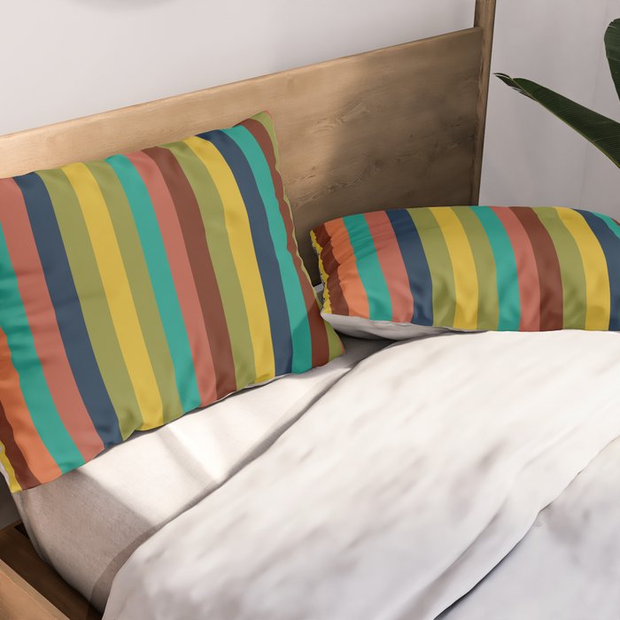 Joseph Stripes II Vertical Midcentury Modern Stripe Pattern in Mid Mod Colors Pillow Sham Gallery Image 2