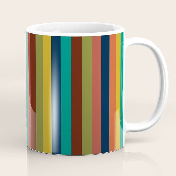 Joseph Stripes II Vertical Midcentury Modern Stripe Pattern in Mid Mod Colors Coffee Mug Gallery Image 1