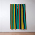 Joseph Stripes II Vertical Midcentury Modern Stripe Pattern in Mid Mod Colors Window Curtain Gallery Image 3