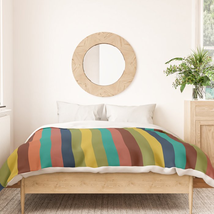 Joseph Stripes II Vertical Midcentury Modern Stripe Pattern in Mid Mod Colors Duvet Cover Gallery Image 3