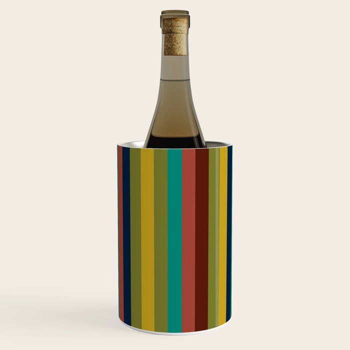 Joseph Stripes II Vertical Midcentury Modern Stripe Pattern in Mid Mod Colors Wine Chiller Gallery Image 1