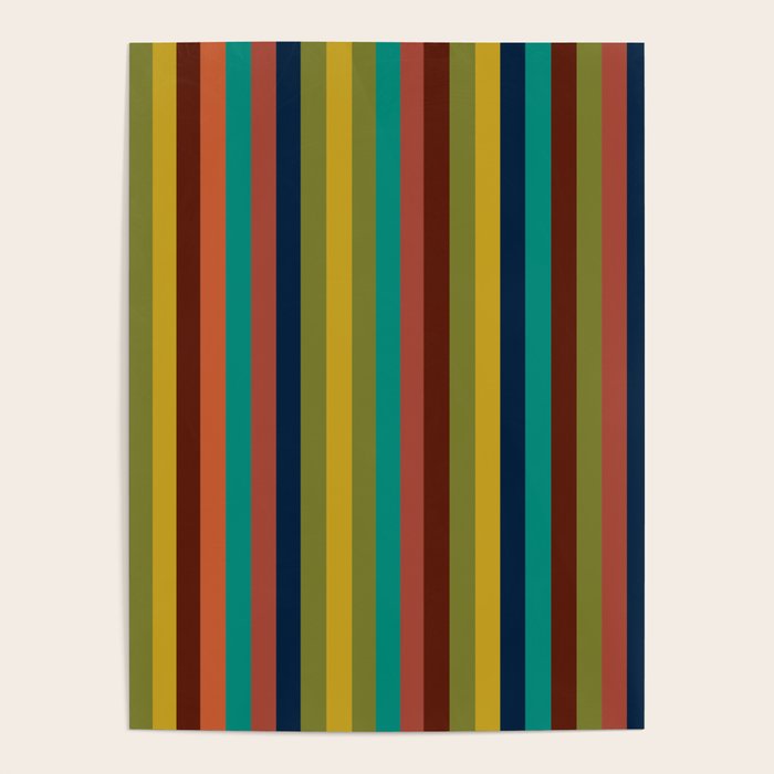 Joseph Stripes II Vertical Midcentury Modern Stripe Pattern in Mid Mod Colors Poster Gallery Image 4