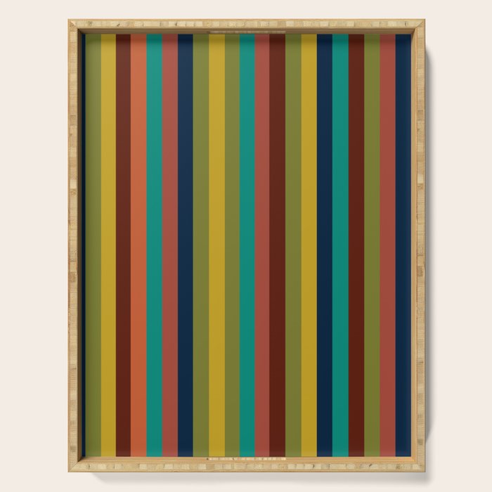 Joseph Stripes II Vertical Midcentury Modern Stripe Pattern in Mid Mod Colors Serving Tray Gallery Image 1