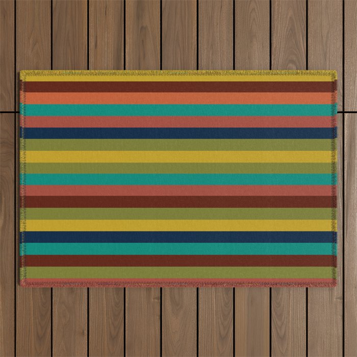 Joseph Stripes II Vertical Midcentury Modern Stripe Pattern in Mid Mod Colors Outdoor Rug Gallery Image 1