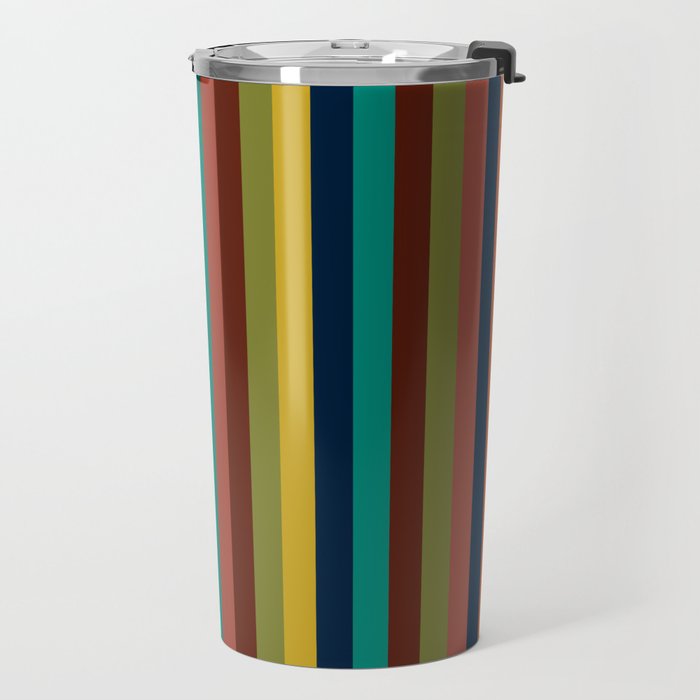 Joseph Stripes II Vertical Midcentury Modern Stripe Pattern in Mid Mod Colors Travel Mug Gallery Image 2