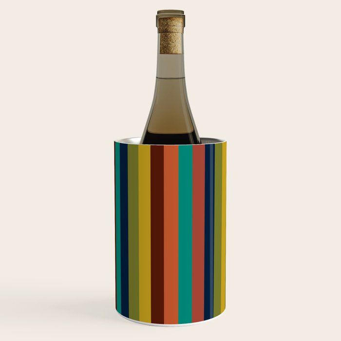 Joseph Stripes II Vertical Midcentury Modern Stripe Pattern in Mid Mod Colors Wine Chiller Gallery Image 2