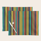 Joseph Stripes II Vertical Midcentury Modern Stripe Pattern in Mid Mod Colors Placemat Gallery Image 1