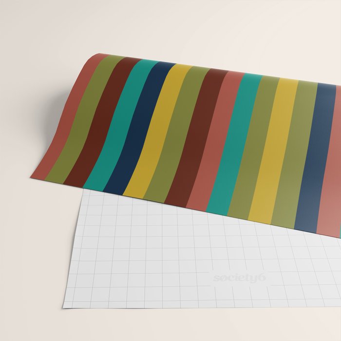 Joseph Stripes II Vertical Midcentury Modern Stripe Pattern in Mid Mod Colors Wrapping Paper Gallery Image 2