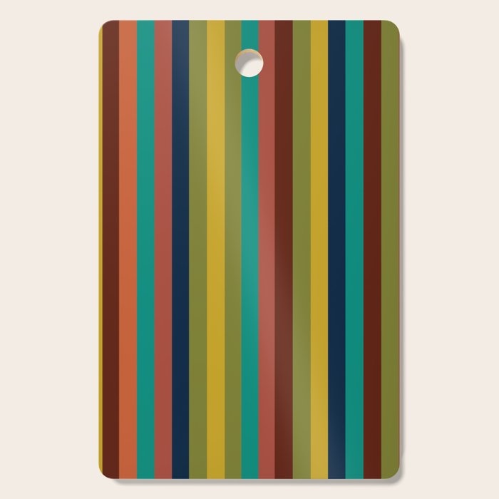 Joseph Stripes II Vertical Midcentury Modern Stripe Pattern in Mid Mod Colors Cutting Board Gallery Image 1