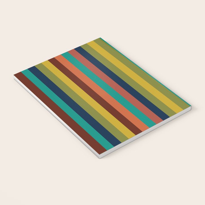 Joseph Stripes II Vertical Midcentury Modern Stripe Pattern in Mid Mod Colors Notebook Gallery Image 3