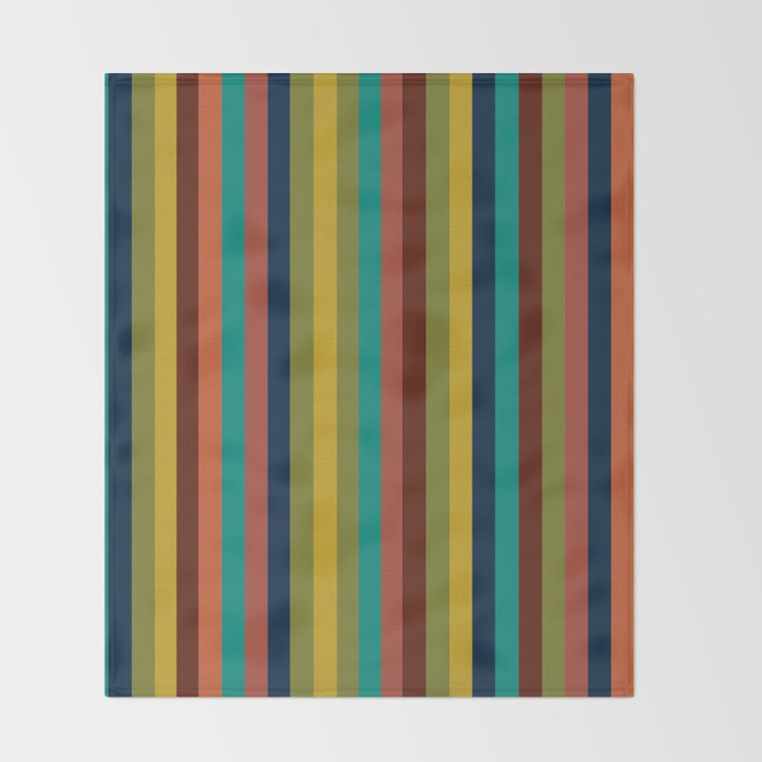 Joseph Stripes II Vertical Midcentury Modern Stripe Pattern in Mid Mod Colors Throw Blanket Gallery Image 2