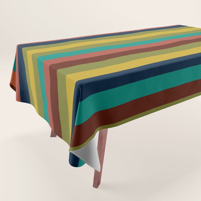 Joseph Stripes II Vertical Midcentury Modern Stripe Pattern in Mid Mod Colors Tablecloth Gallery Image 1