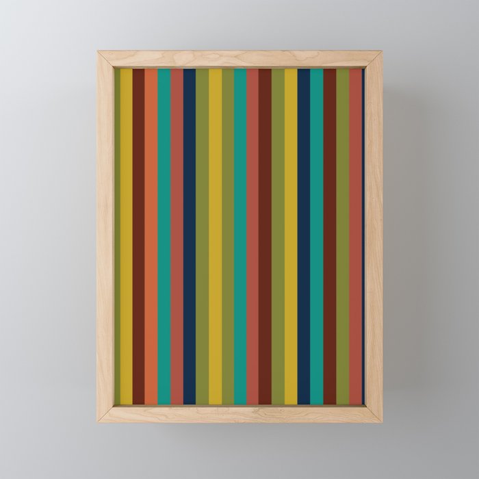 Joseph Stripes II Vertical Midcentury Modern Stripe Pattern in Mid Mod Colors Mini Art Print Gallery Image 1
