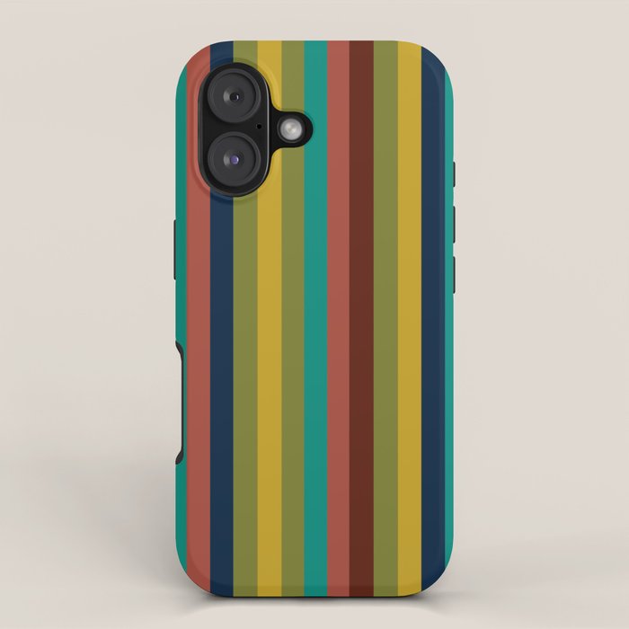 Joseph Stripes II Vertical Midcentury Modern Stripe Pattern in Mid Mod Colors iPhone Case Gallery Image 1