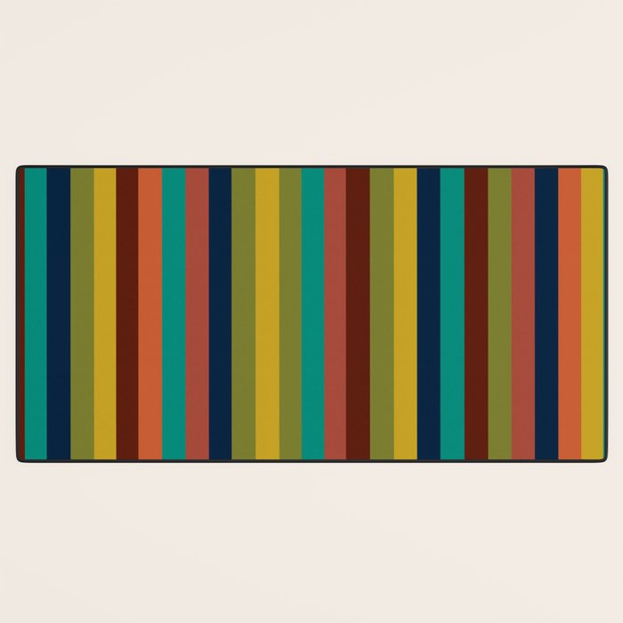 Joseph Stripes II Vertical Midcentury Modern Stripe Pattern in Mid Mod Colors Desk Mat Gallery Image 3
