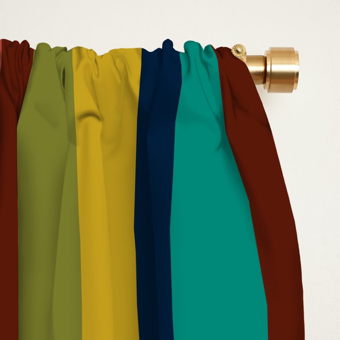 Joseph Stripes II Vertical Midcentury Modern Stripe Pattern in Mid Mod Colors Window Curtain Gallery Image 2