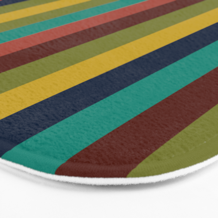 Joseph Stripes II Vertical Midcentury Modern Stripe Pattern in Mid Mod Colors Bath Mat Gallery Image 3