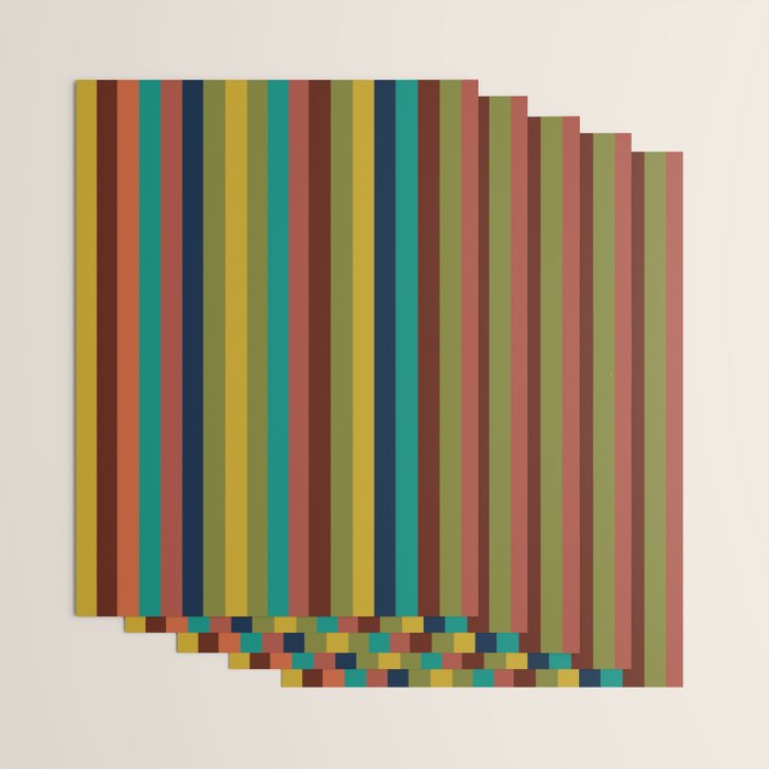 Joseph Stripes II Vertical Midcentury Modern Stripe Pattern in Mid Mod Colors Wrapping Paper Gallery Image 3