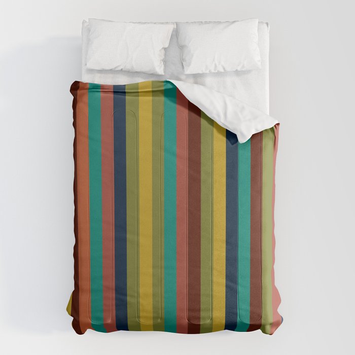 Joseph Stripes II Vertical Midcentury Modern Stripe Pattern in Mid Mod Colors Comforter Gallery Image 1