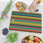 Joseph Stripes II Vertical Midcentury Modern Stripe Pattern in Mid Mod Colors Cutting Board Gallery Image 2