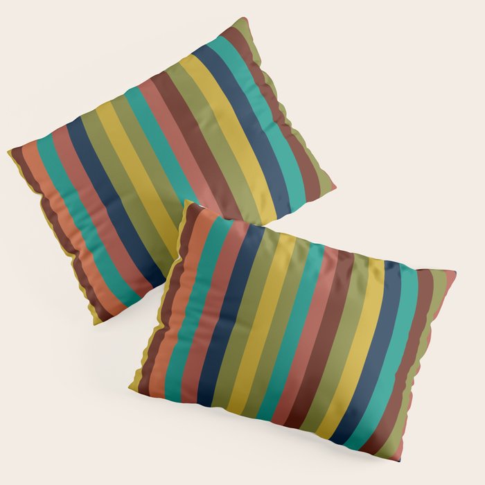 Joseph Stripes II Vertical Midcentury Modern Stripe Pattern in Mid Mod Colors Pillow Sham Gallery Image 3