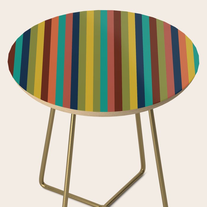 Joseph Stripes II Vertical Midcentury Modern Stripe Pattern in Mid Mod Colors Side Table Gallery Image 2