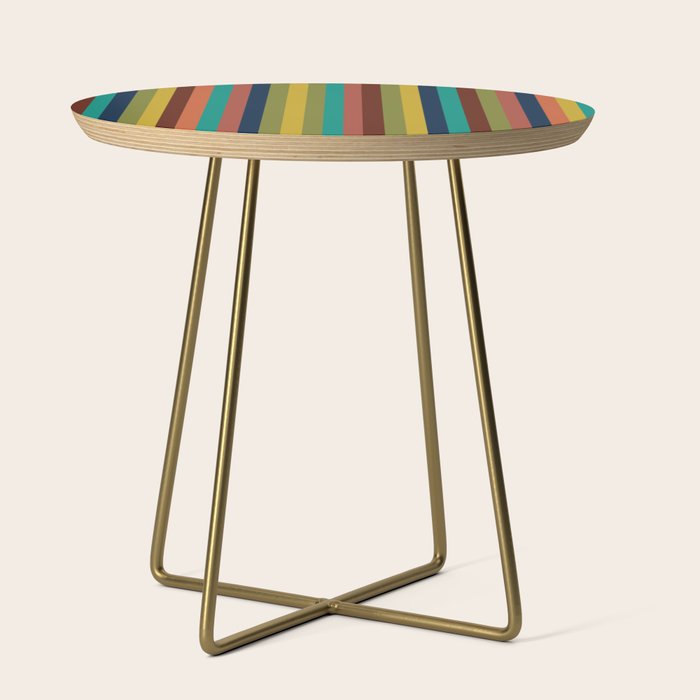 Joseph Stripes II Vertical Midcentury Modern Stripe Pattern in Mid Mod Colors Side Table Gallery Image 1