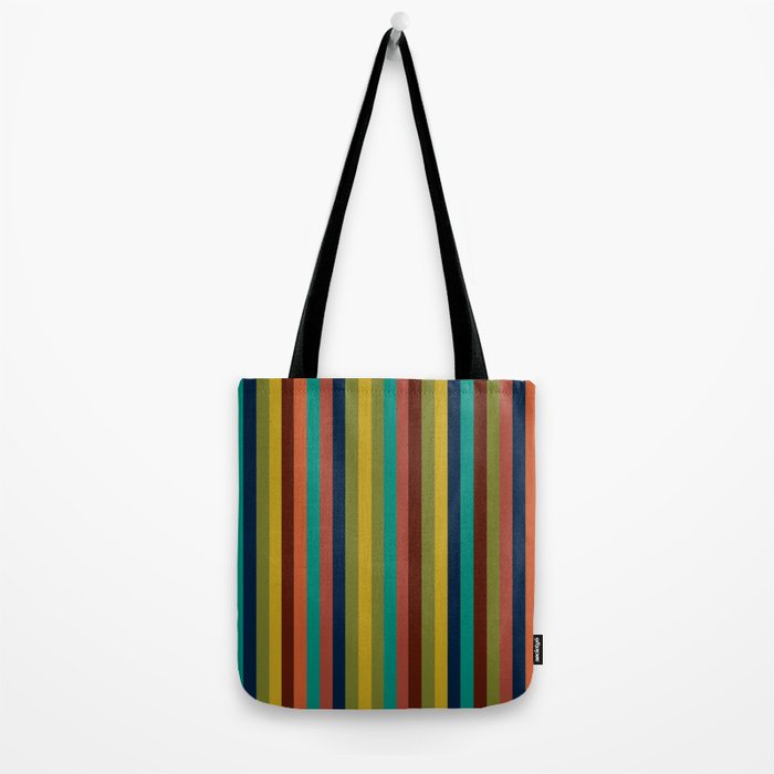 Joseph Stripes II Vertical Midcentury Modern Stripe Pattern in Mid Mod Colors Tote Bag Gallery Image 2