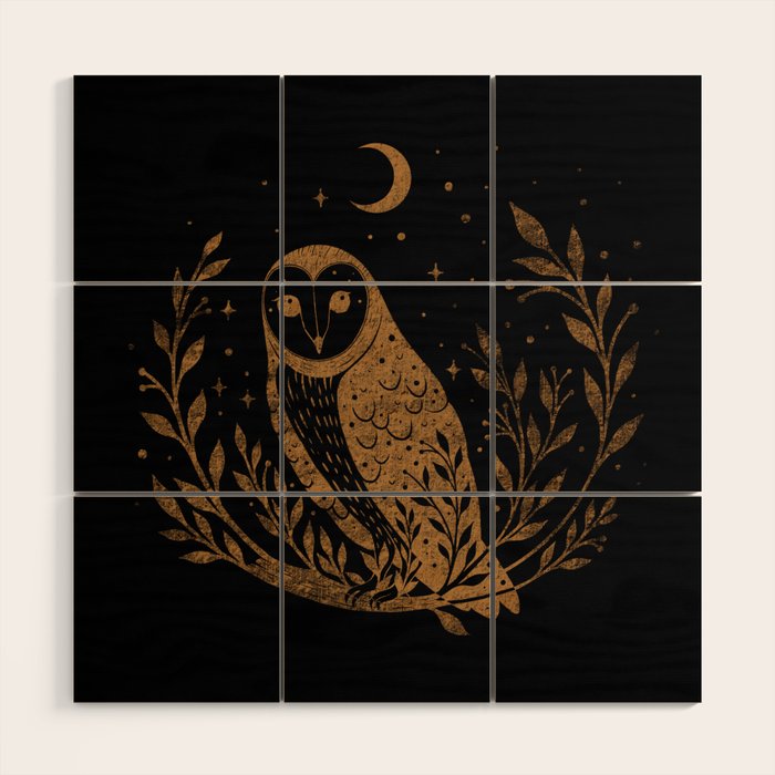 Owl Moon - Gold Wood Wall Art Gallery Image 1
