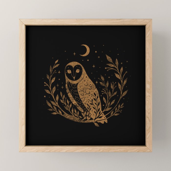 Owl Moon - Gold Mini Art Print Gallery Image 1