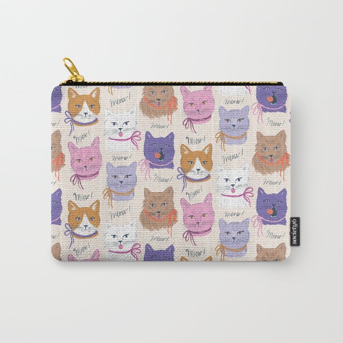 Cats in Purple and Brown Carry All Pouch Gallery Image 1