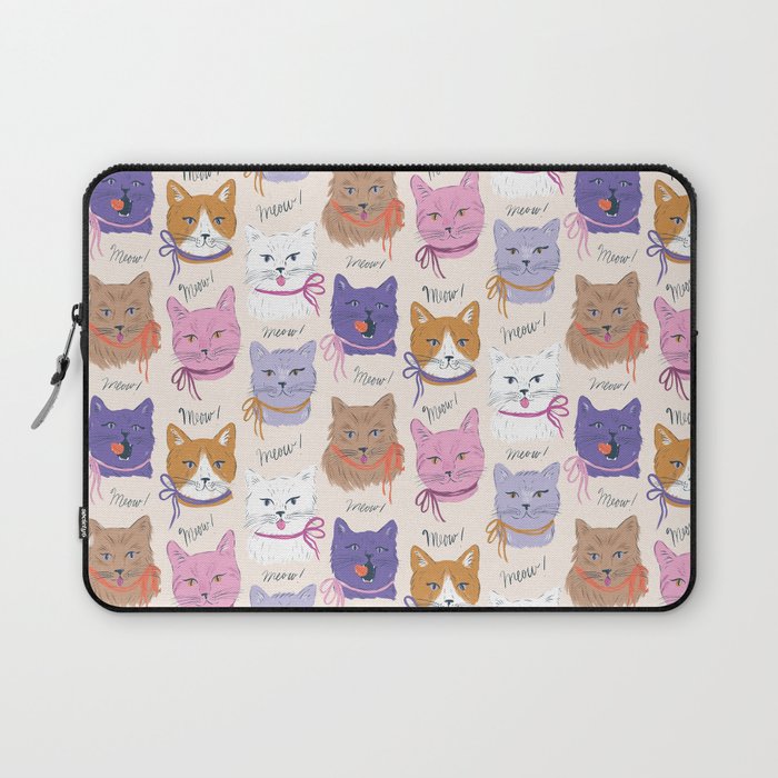 Cats in Purple and Brown Laptop Sleeve Gallery Image 1