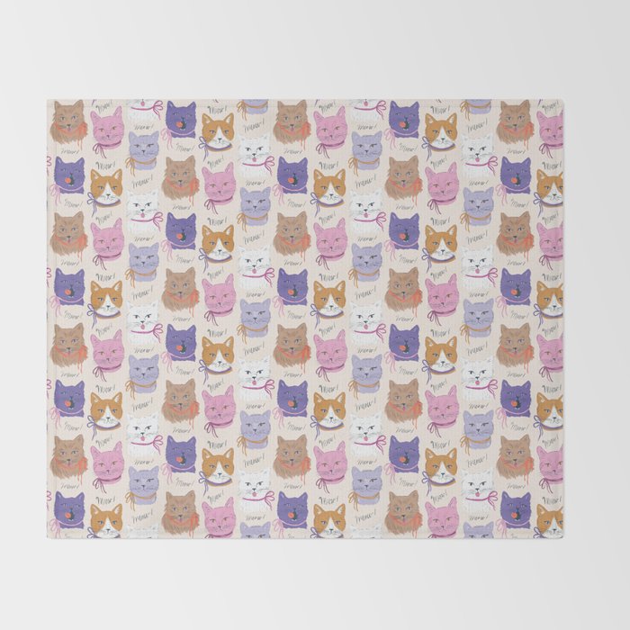 Cats in Purple and Brown Throw Blanket Gallery Image 2