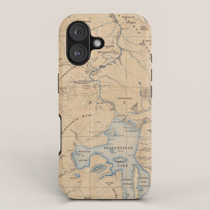 Vintage Map of Yellowstone National Park (1889) iPhone Case Gallery Image 1