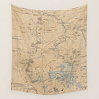 Vintage Map of Yellowstone National Park (1889) Wall Tapestry Gallery Image 4