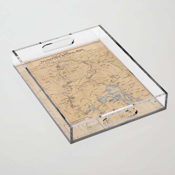 Vintage Map of Yellowstone National Park (1889) Acrylic Tray Gallery Image 1