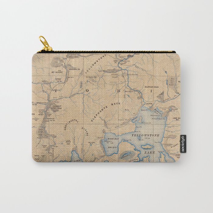 Vintage Map of Yellowstone National Park (1889) Carry All Pouch Gallery Image 1