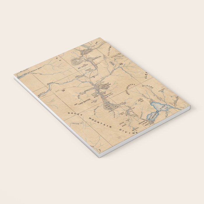 Vintage Map of Yellowstone National Park (1889) Notebook Gallery Image 3