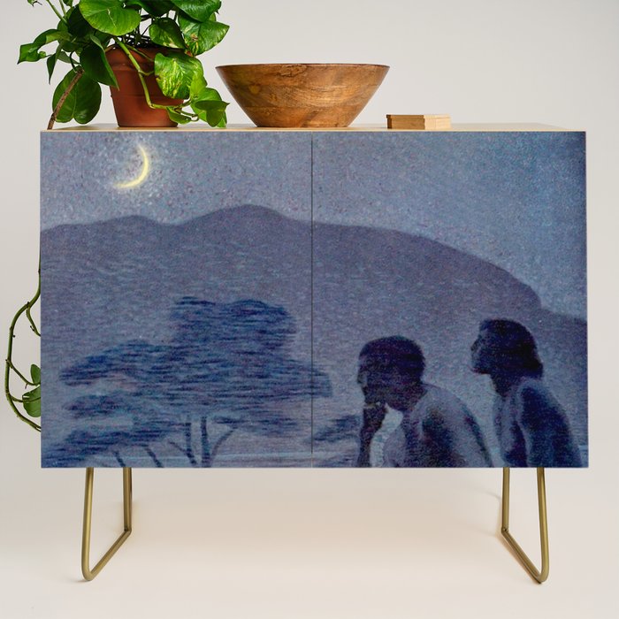 "Give me nights perfectly quiet...and I looking up at the stars" Leaves of Grass by Margaret Cook Credenza Gallery Image 1
