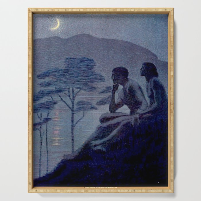 "Give me nights perfectly quiet...and I looking up at the stars" Leaves of Grass by Margaret Cook Serving Tray Gallery Image 1