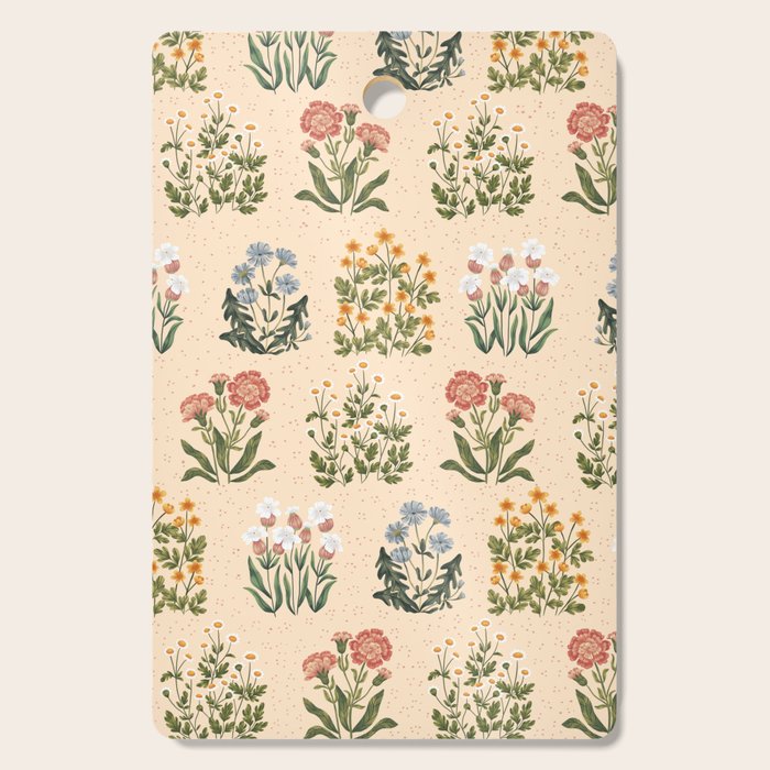Wild Flowers ~ vol4. ~ light  vintage inspired botanical Cutting Board Gallery Image 1