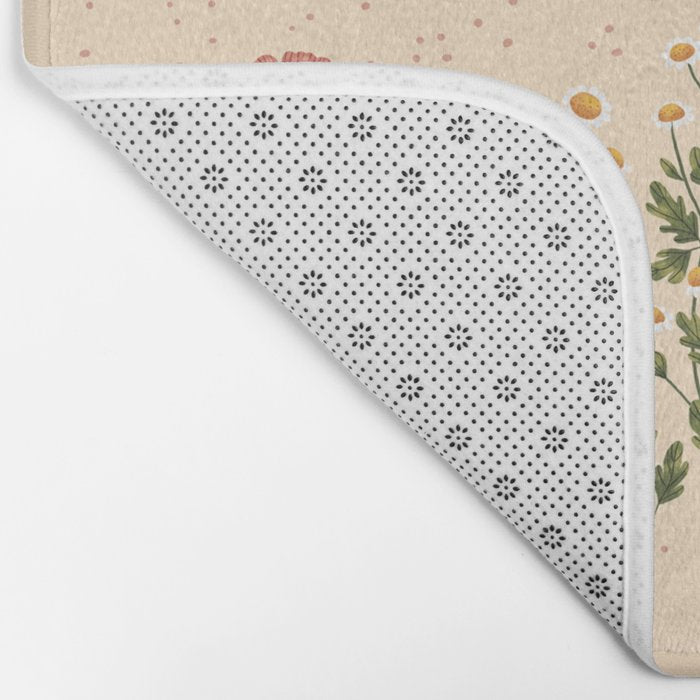 Wild Flowers ~ vol4. ~ light  vintage inspired botanical Bath Mat Gallery Image 2